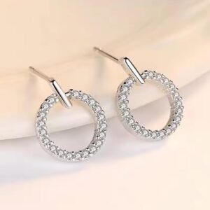 ZVT-168 Circle Zircon Korean Earrings-Golden