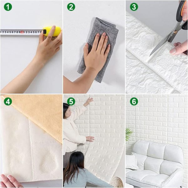 3d Wall Sticker White Brick Sheet - Image 3
