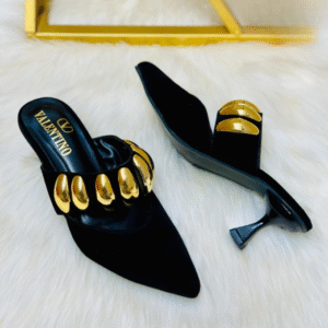 Valentino Garavani Royal VLogo 65 Leather Mules In Black