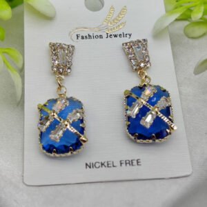 Imported Exquisite Sapphire-Blue Crystal Drop Earrings