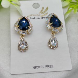 Imported Elegant Royal Blue Drop Earrings with Crystal