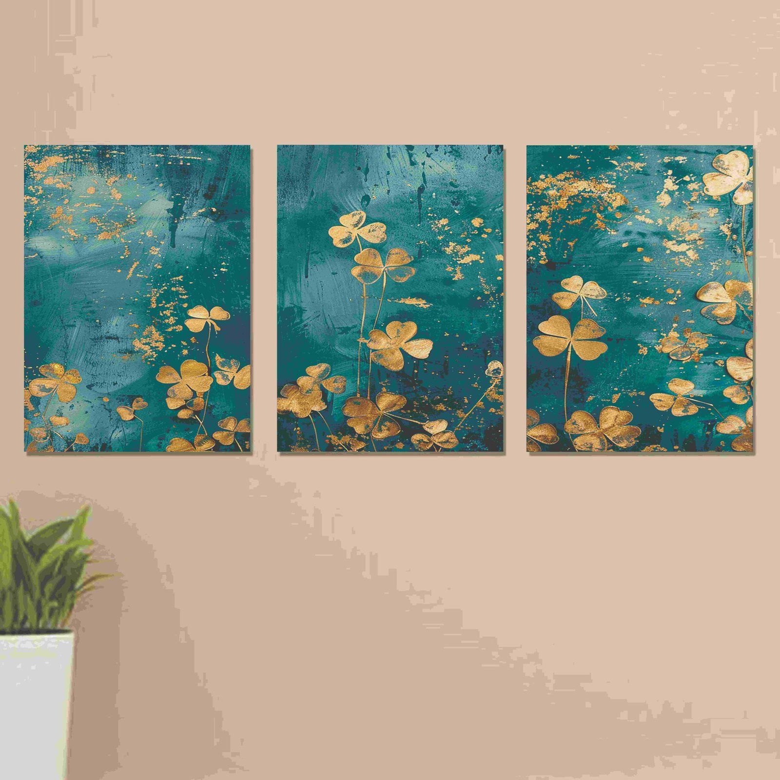 Set of 3 Wall Art Wooden Phototile