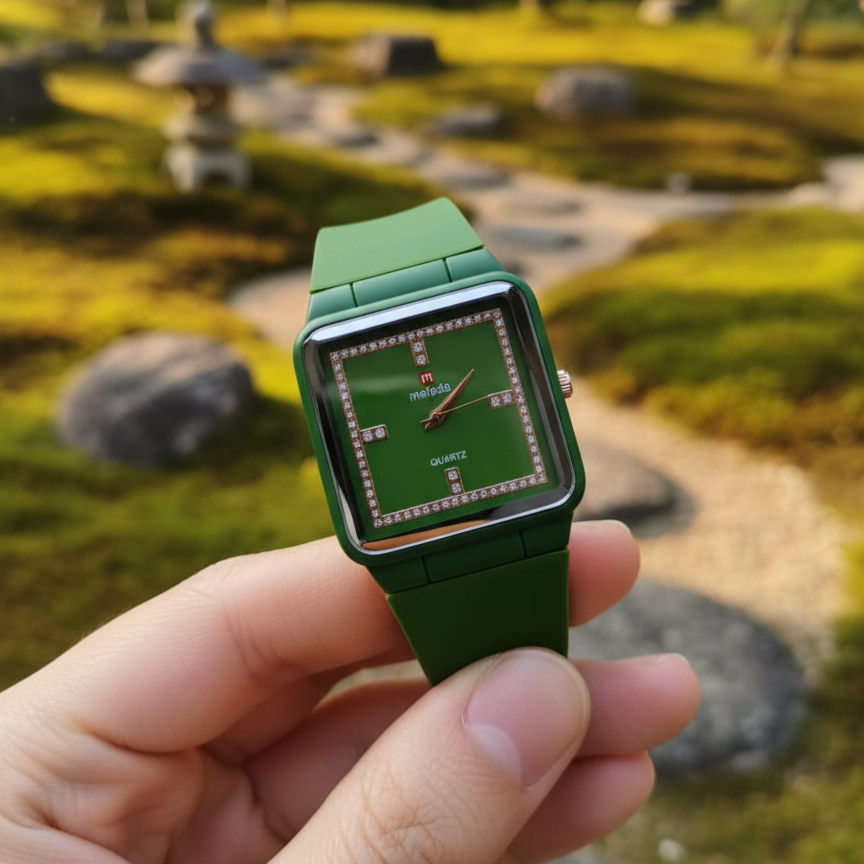 Green Melada Quartz Watch With Square Crystal - Image 2