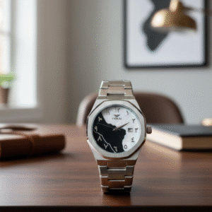 Viokai Arabic Aura Watch With Silver Stainless Steel Band Stylish