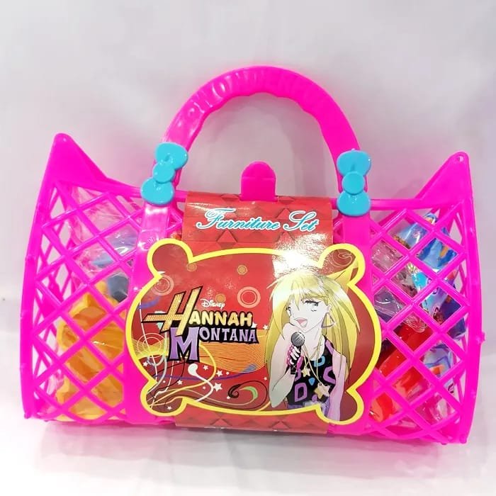 Shopping Bag With Home Furniture Toys For Kids - 10 PCS