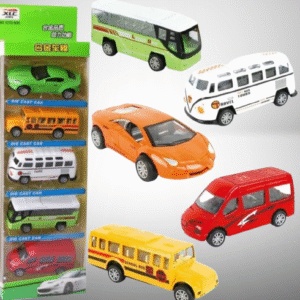 5-Piece Die Cast Metal Car and Bus Set