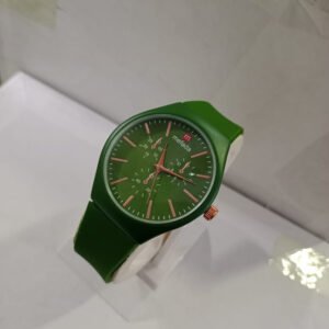 Men's Watch With Green Silicone Strap And Green Dial